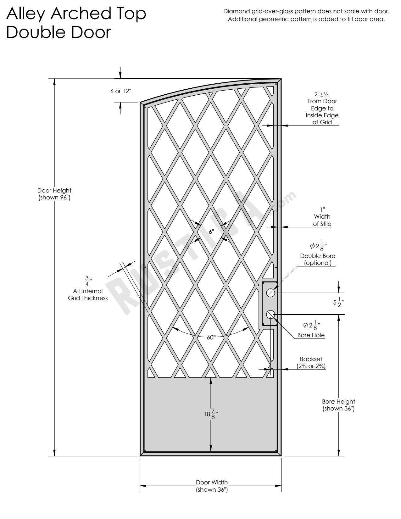 Alley Interior Arched Top Double Door Rustica